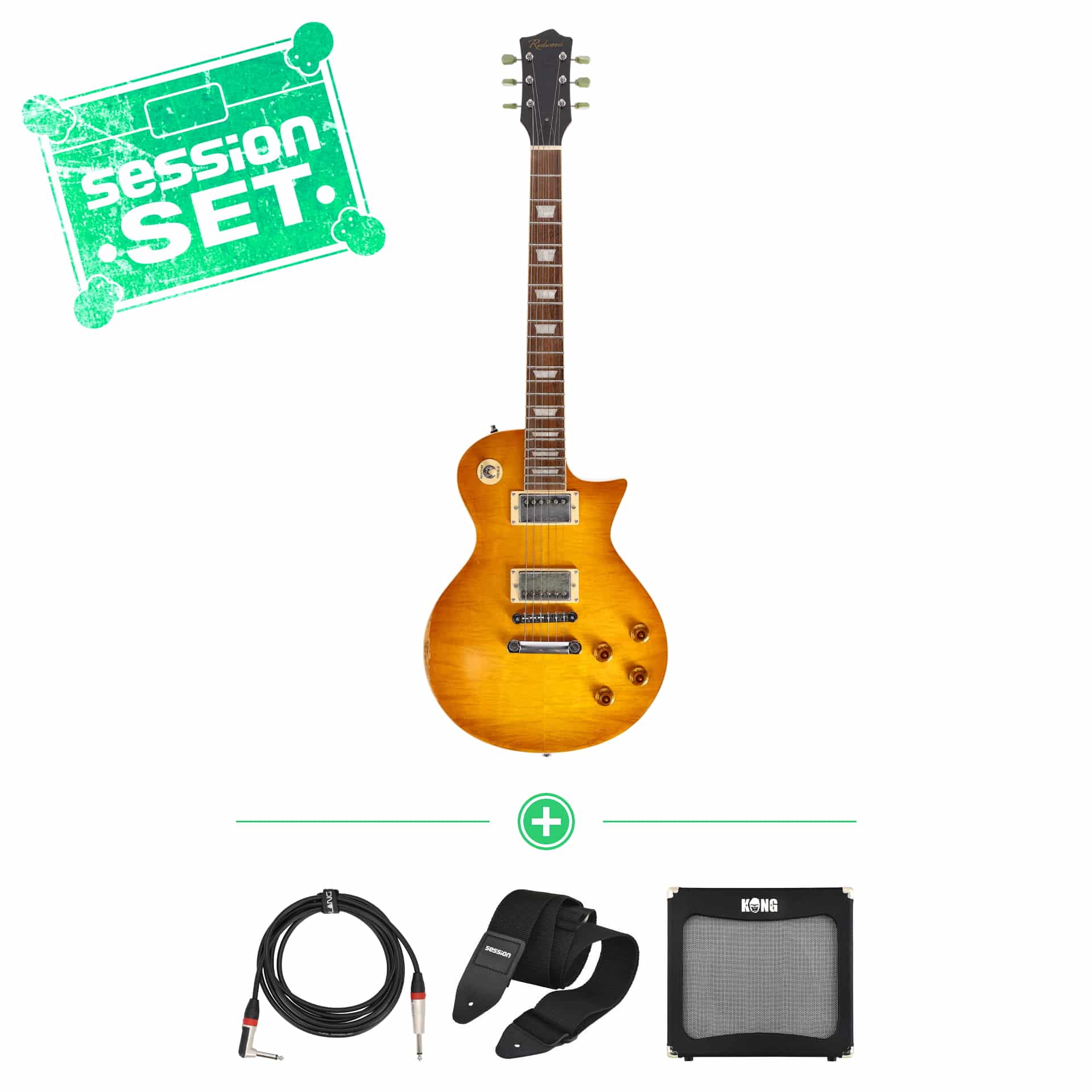 redwood relics lp style dirty lemon burst inkl  case e gitarren set inkl  verstaerker   zubehoer 70001113 1