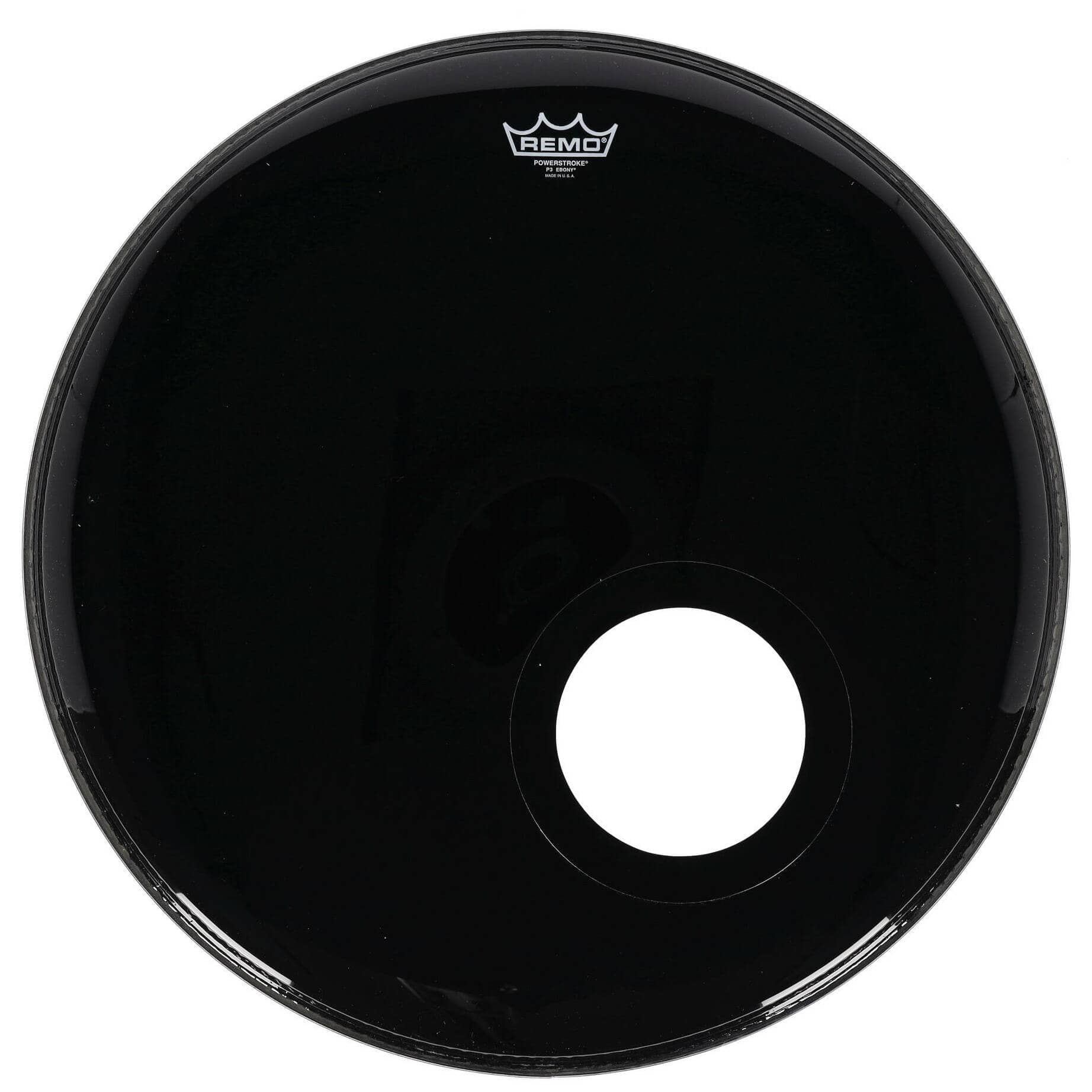 Remo Powerstroke 3 - Bass Drum Fell - 22 Zoll  - Ebony mit Loch