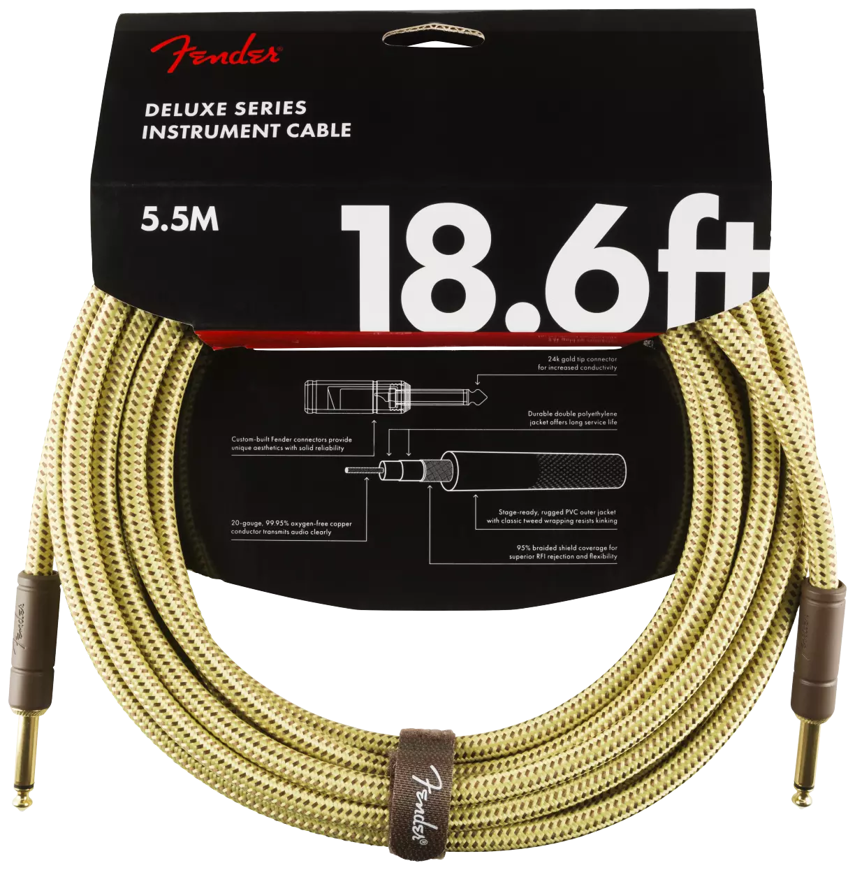 Fender Deluxe Series Instrumentenkabel  5,5 Meter Tweed