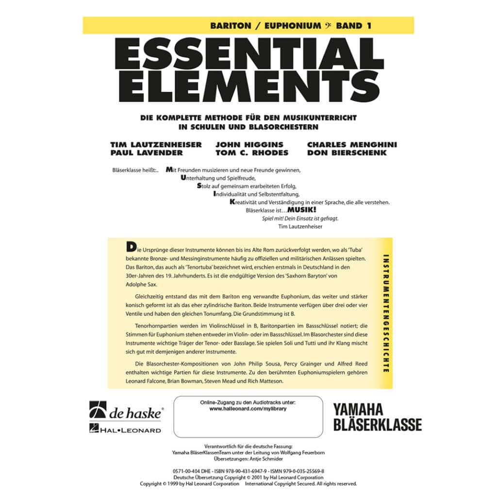 De Haske Essential Elements Band 1 - für Baritonhorn/Euphonium 1