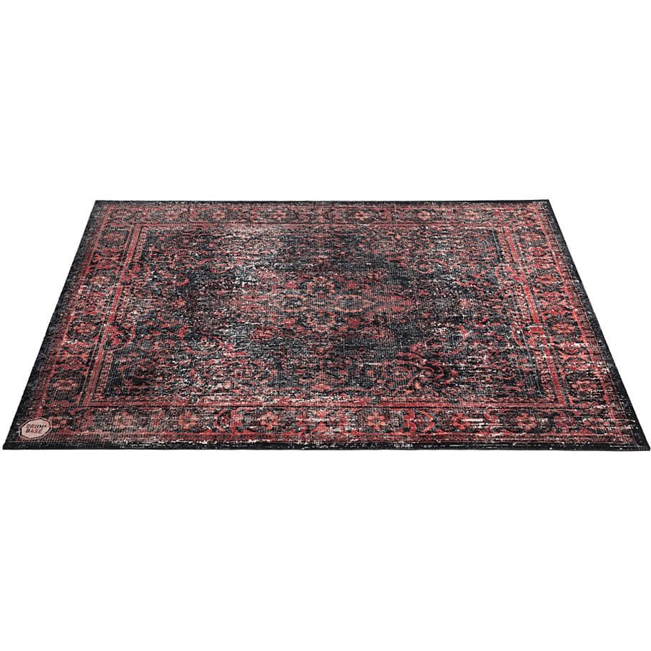 DRUMnBASE 185 x 160 cm Vintage Drum Mat Black Red