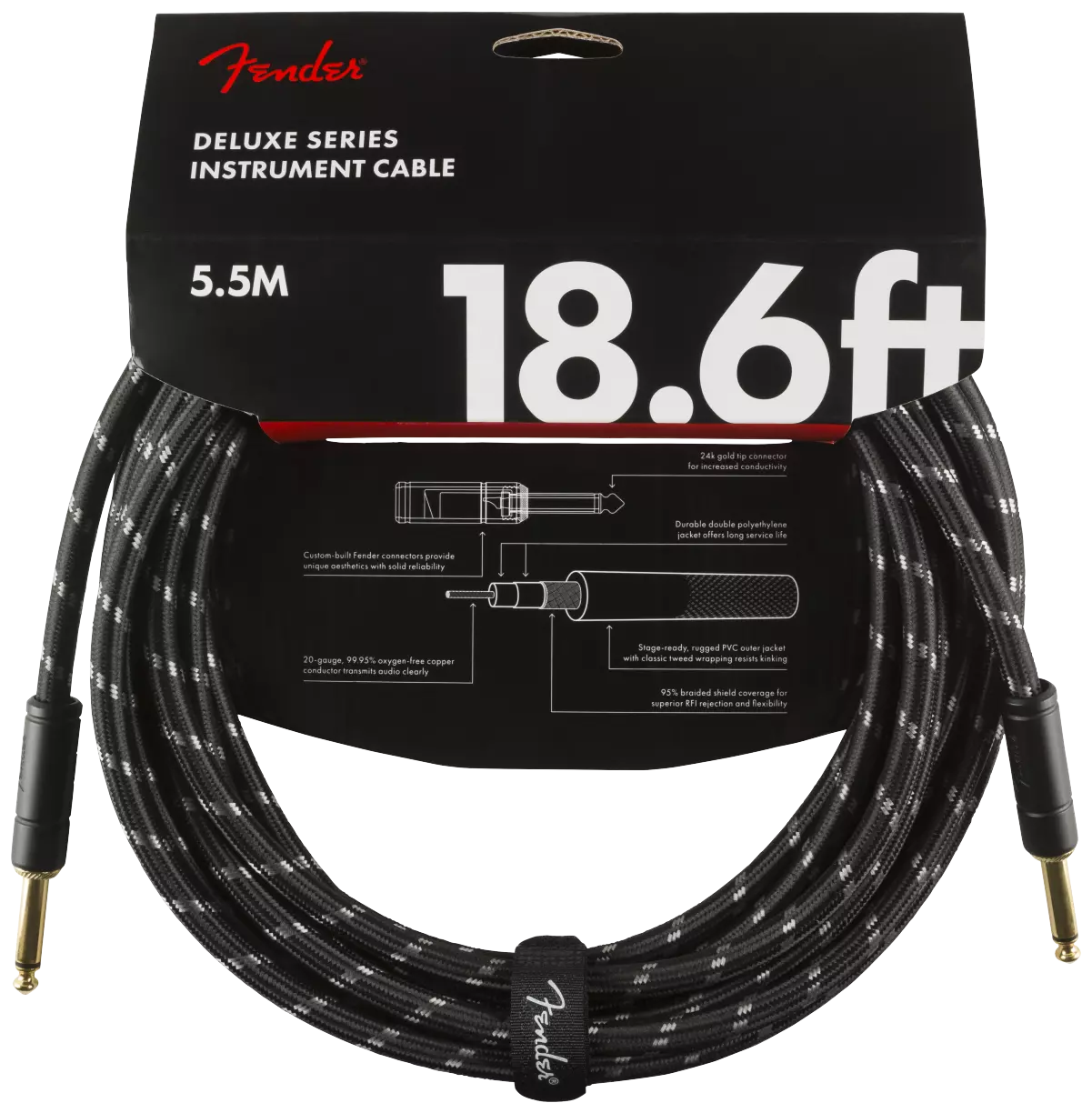 Fender Deluxe Series Instrumentenkabel  5,5 Meter Black Tweed