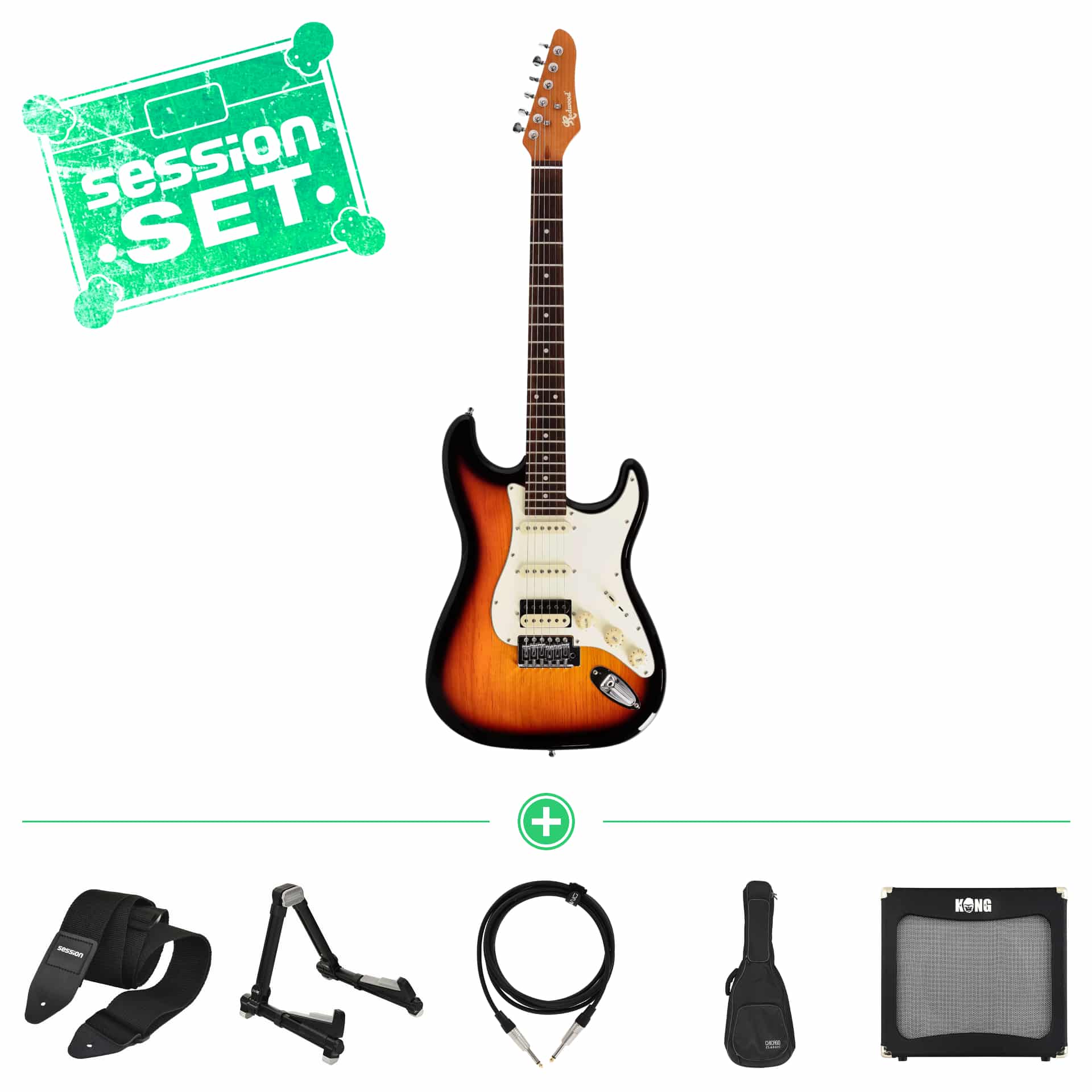 redwood standard s style rw rst hss 3ts e gitarren set mit gigbag  verstaerker   zubehoer 70000968 1