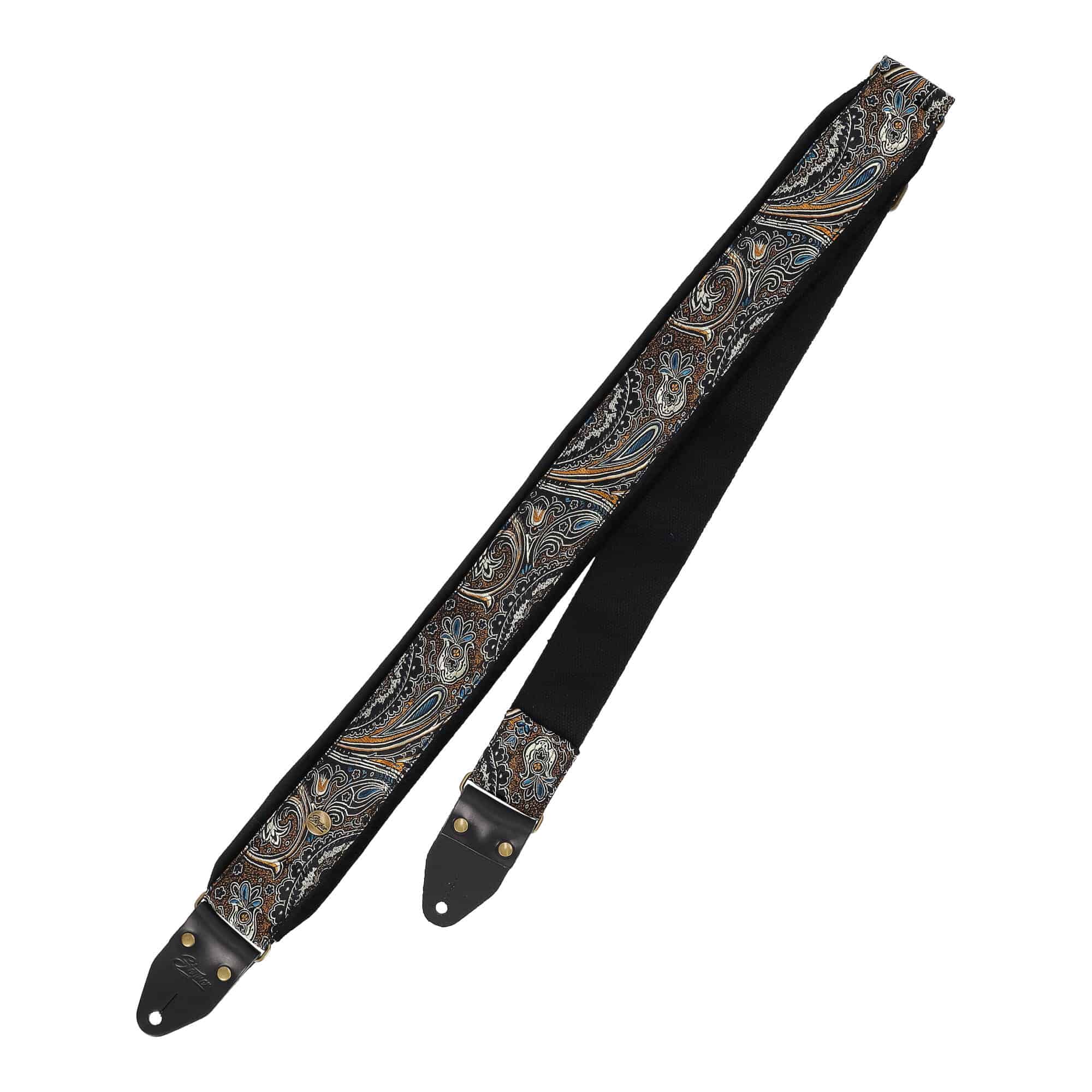 Image of Steyner straps gepolsterter gitarrengurt  indian nights messing schwarz 2