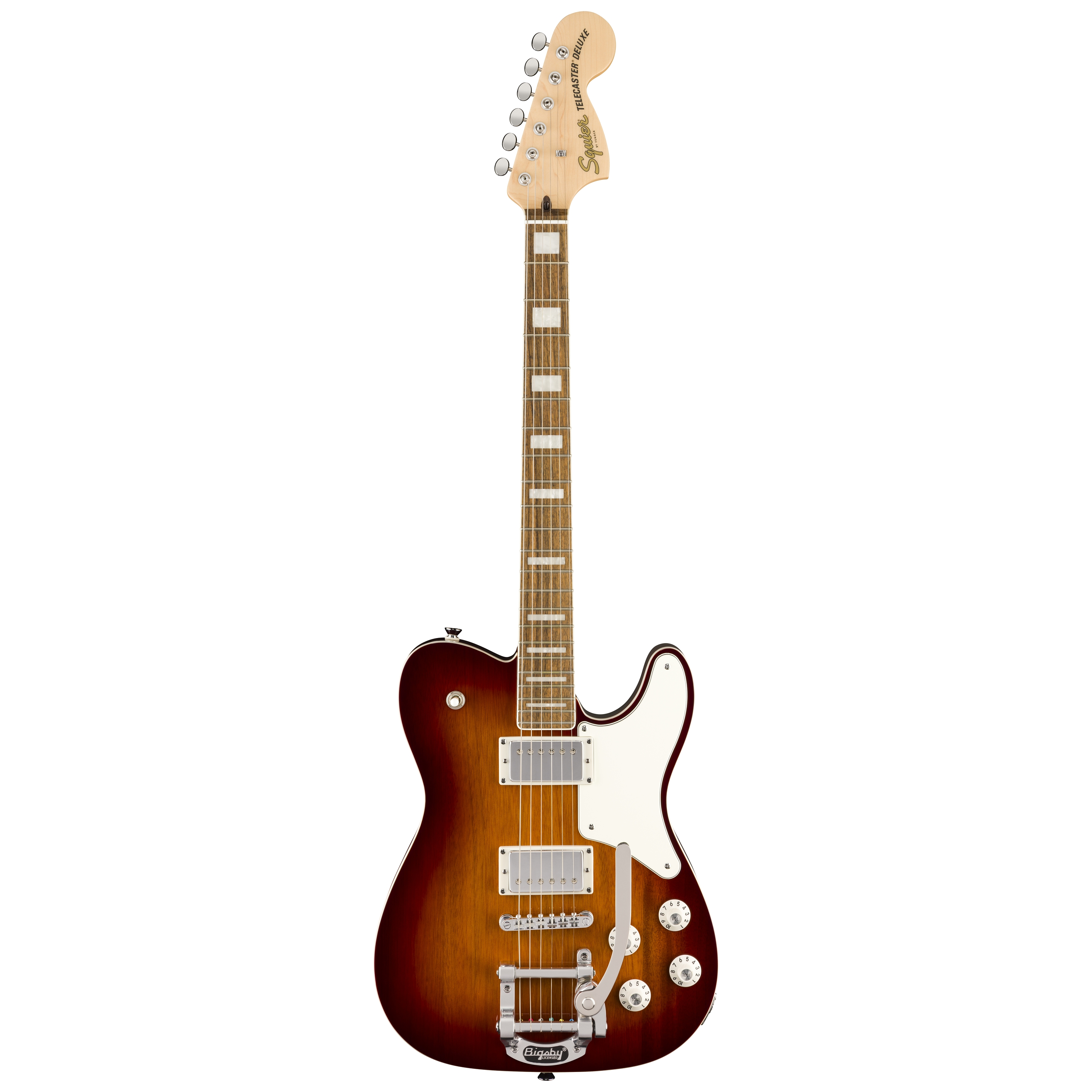 Squier by Fender Paranormal Troublemaker Telecaster DLX Bigsby LRL Parchment PG Honey Sunburst