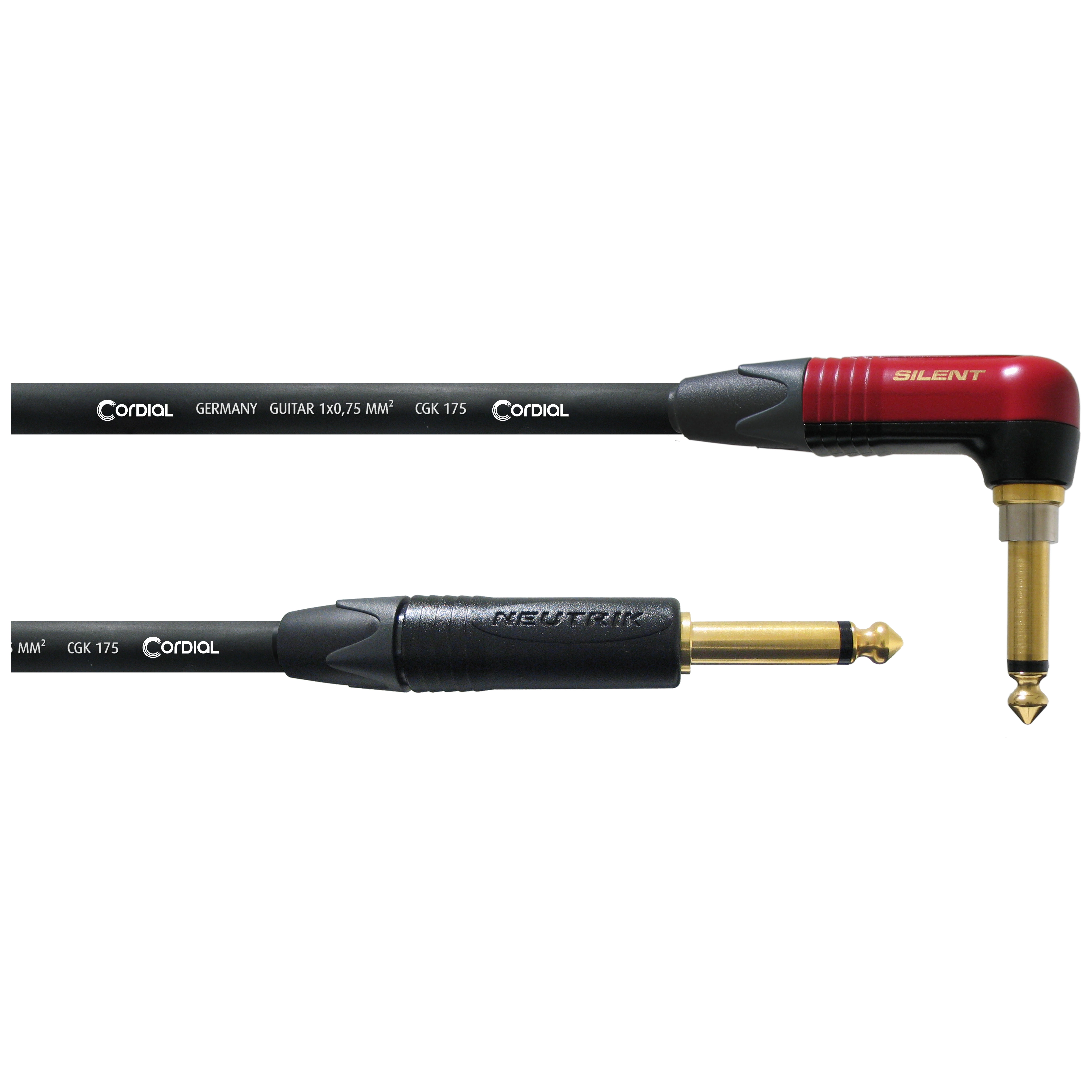 Cordial Instrumentenkabel CSI 3 RP-SILENT 3m NEUTRIK mono Klinke 6,3 mm Winkelklinke 6,3 mm 1