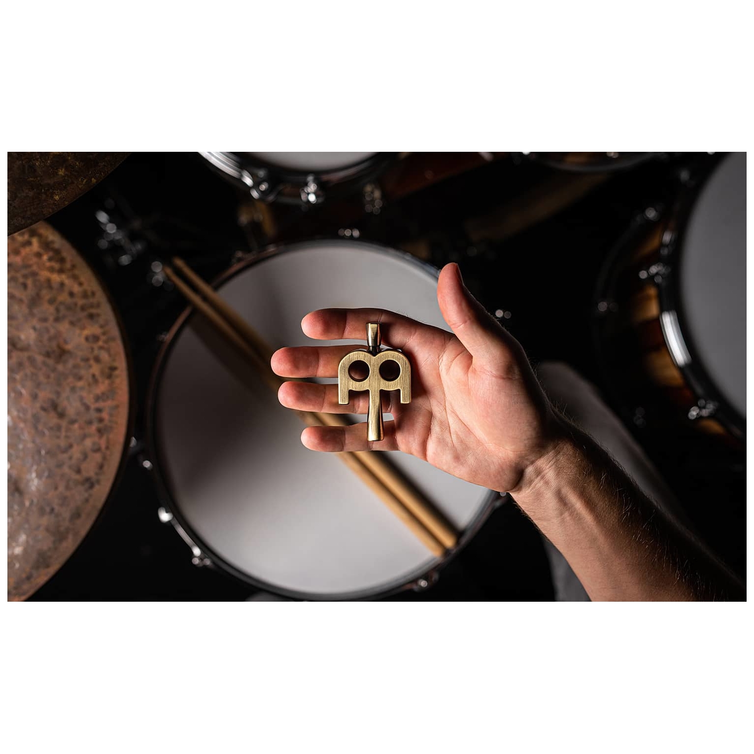 Meinl Stick Brush - Meinl Stick Brush SB510 Meinl Kinetic Drum Key, Antique Bronze Plate - 6