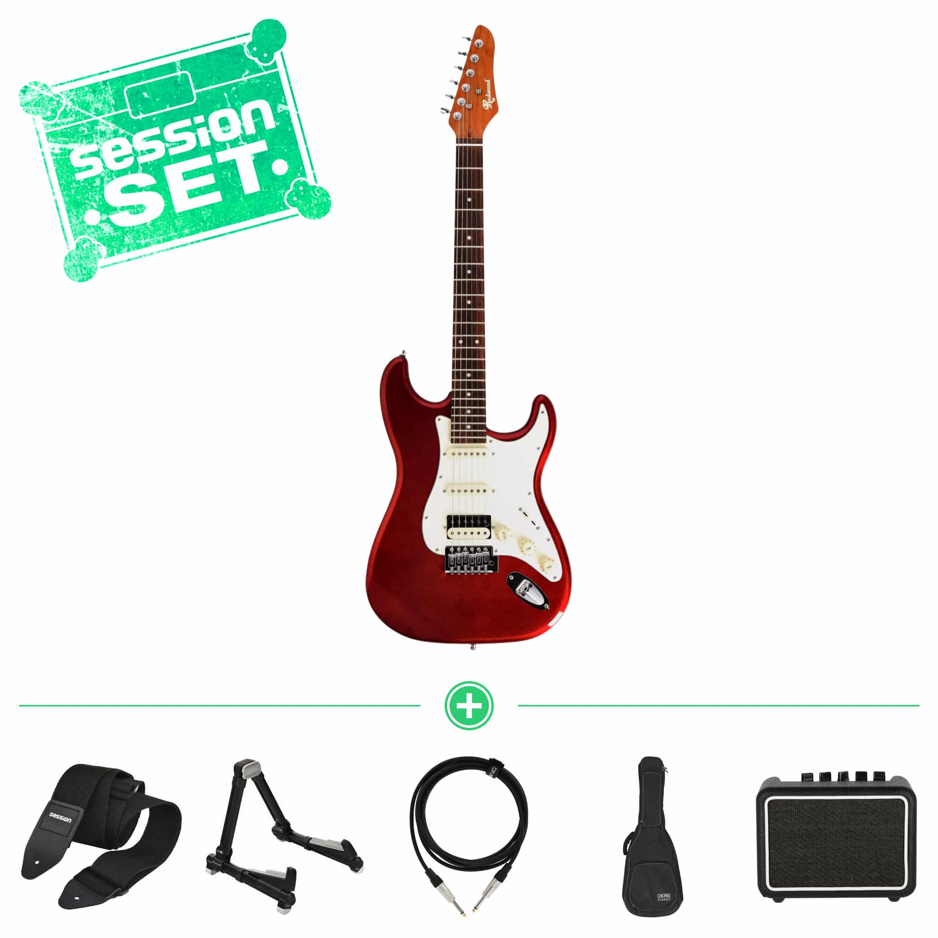 redwood standard s style rw rst hss car e gitarren set mit gigbag  staender   mini amp 70000963 1