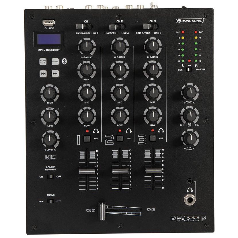 Omnitronic PM-322P 3-Channel with Bluetooth and USB Player 1
