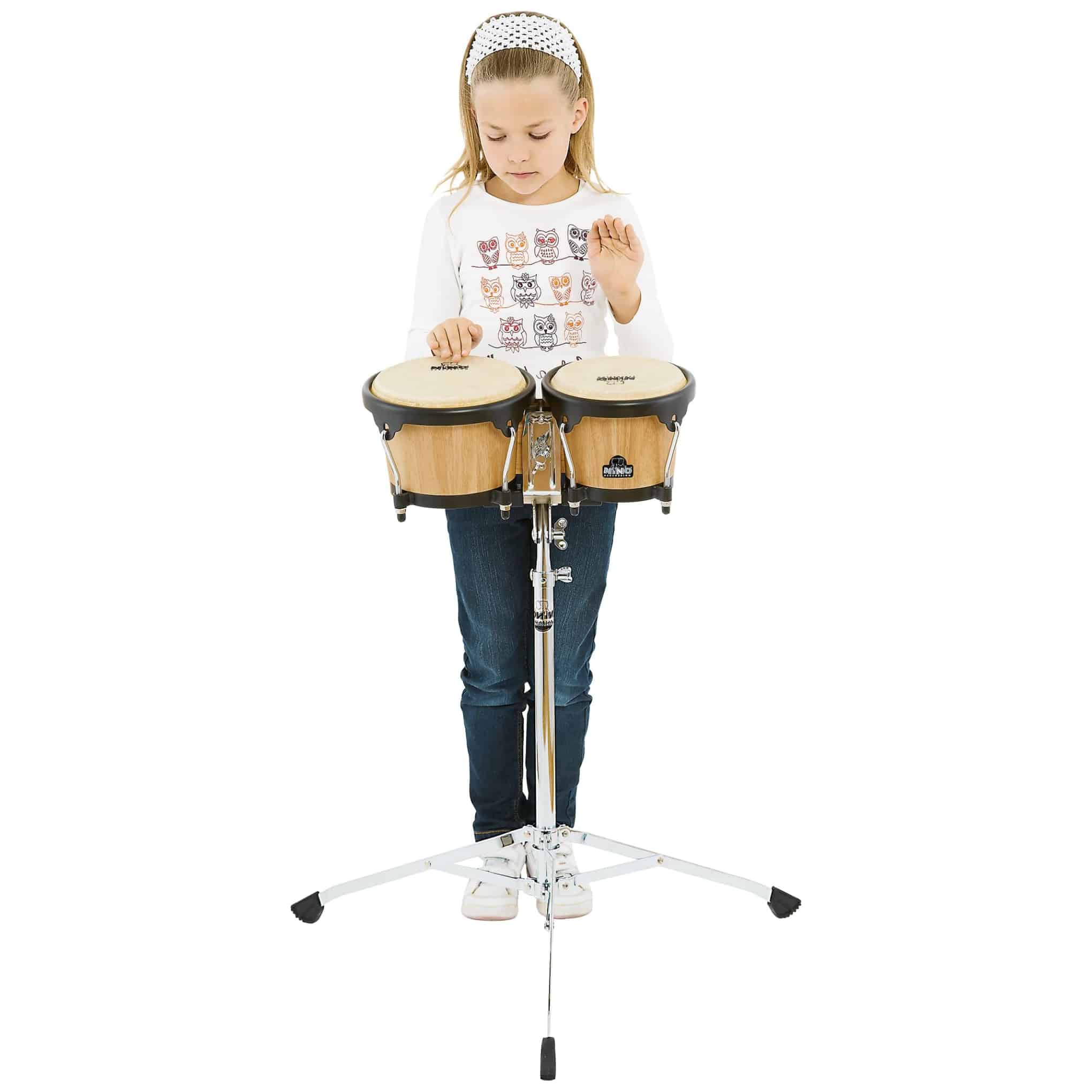 Nino Percussion - Nino Percussion 6 1 2 7 1 2 Wood Bongo, Natural Shell Black Hardware - 1