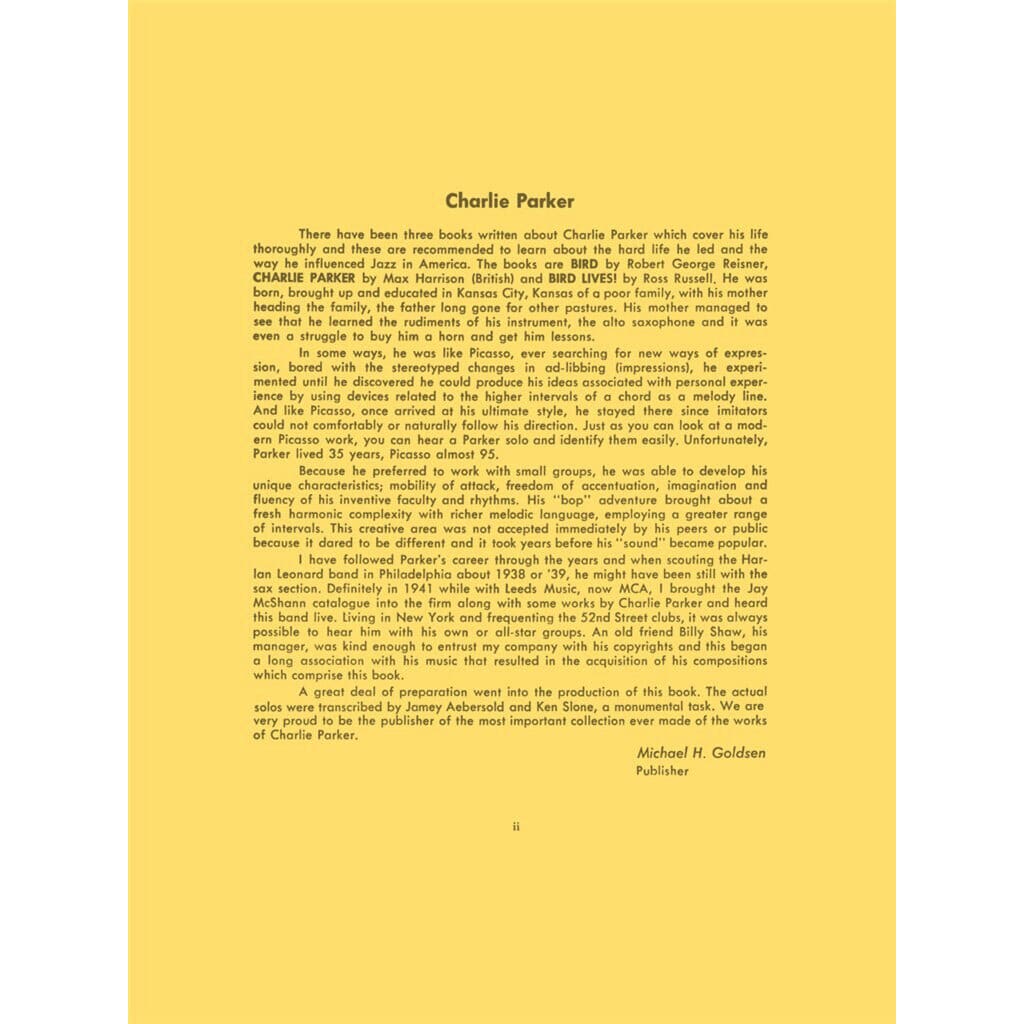 Hal Leonard Charlie Parker Omnibook Eb-Edition 1