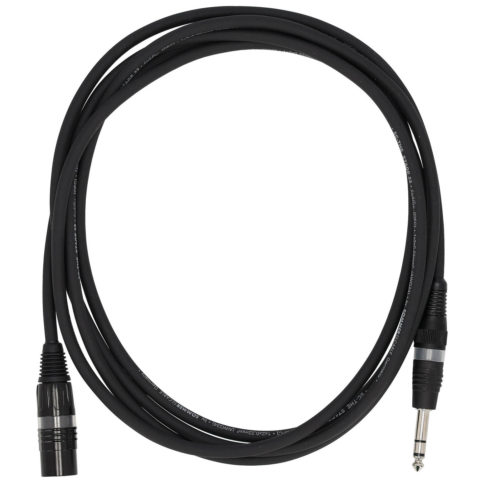 Sommer Cable SGFD-0300-SW Stage 22 Highflex XLR Male - Klinke Stereo 3 Meter
