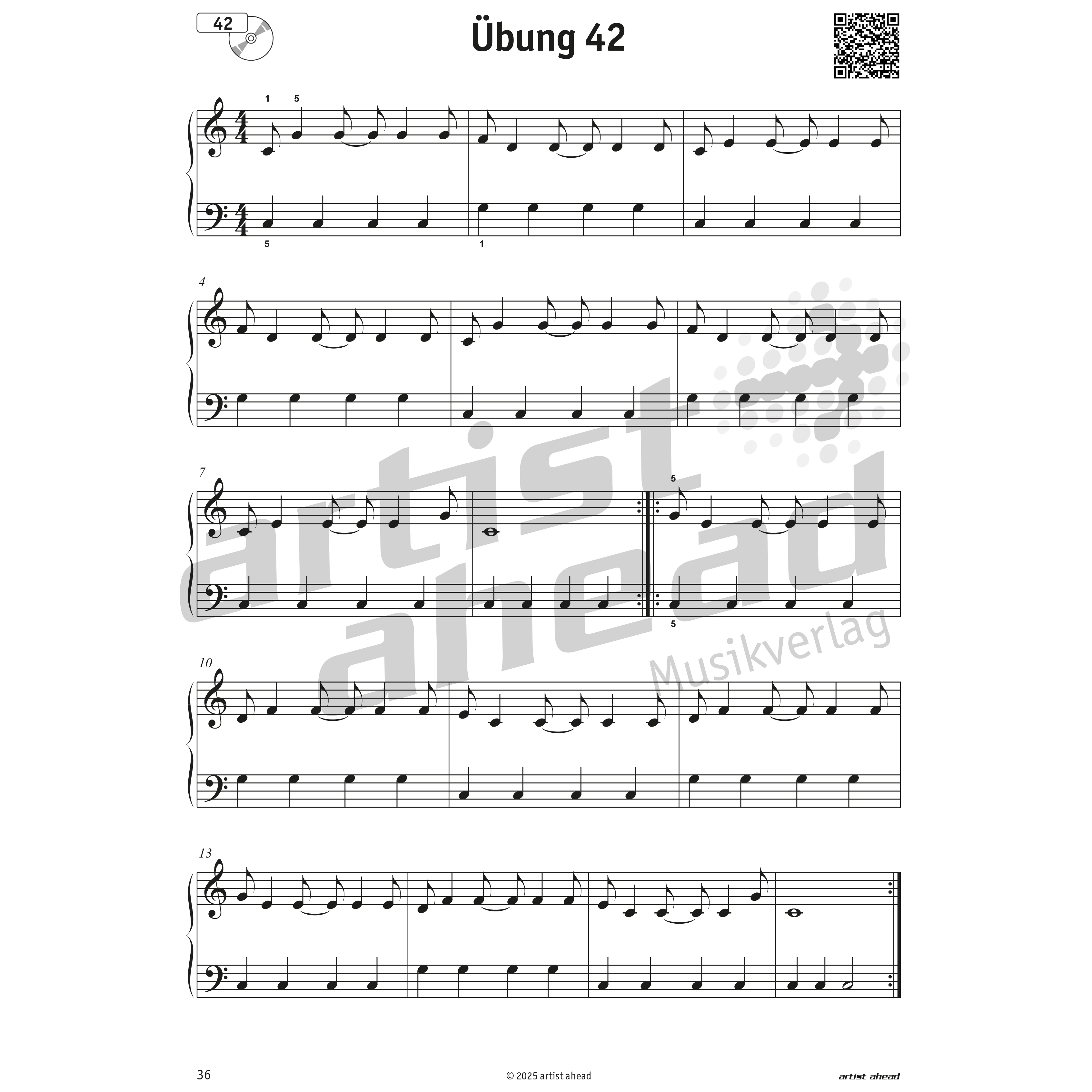 Artist Ahead 66 leichte Fingerübungen in C-Dur für Klavier - Elmar Mihm 9