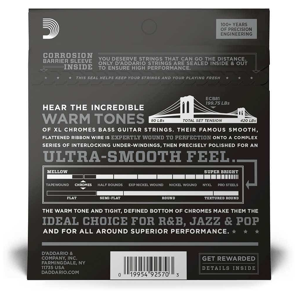 D’Addario - D’Addario ECB81 - XL Bass Chromes, Long Scale, 45-100 - 2