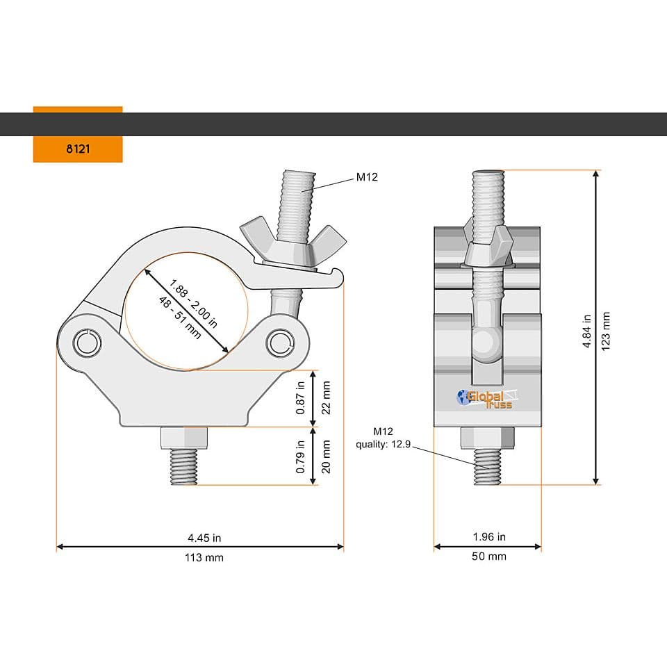 Global Truss Half Coupler Heavy 48-51/50/750kg 1