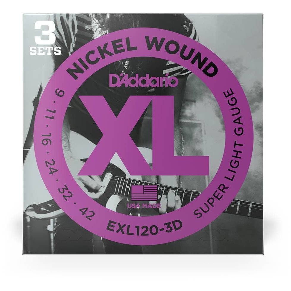 D’Addario - D’Addario EXL120-3D - XL Electric Nickel Wound 3er Pack 009-0042