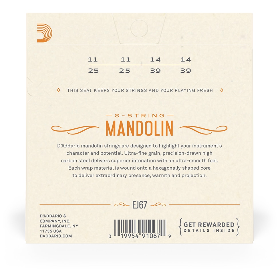 D’Addario EJ67 - Mandoline Nickel Plated Steel 011-039 10019541-1