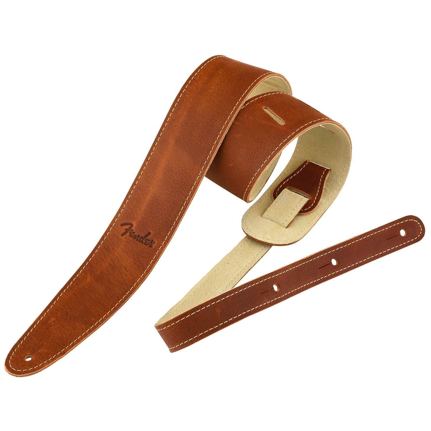 Fender - Fender Ball Glove Leather Strap LOGO-BRN