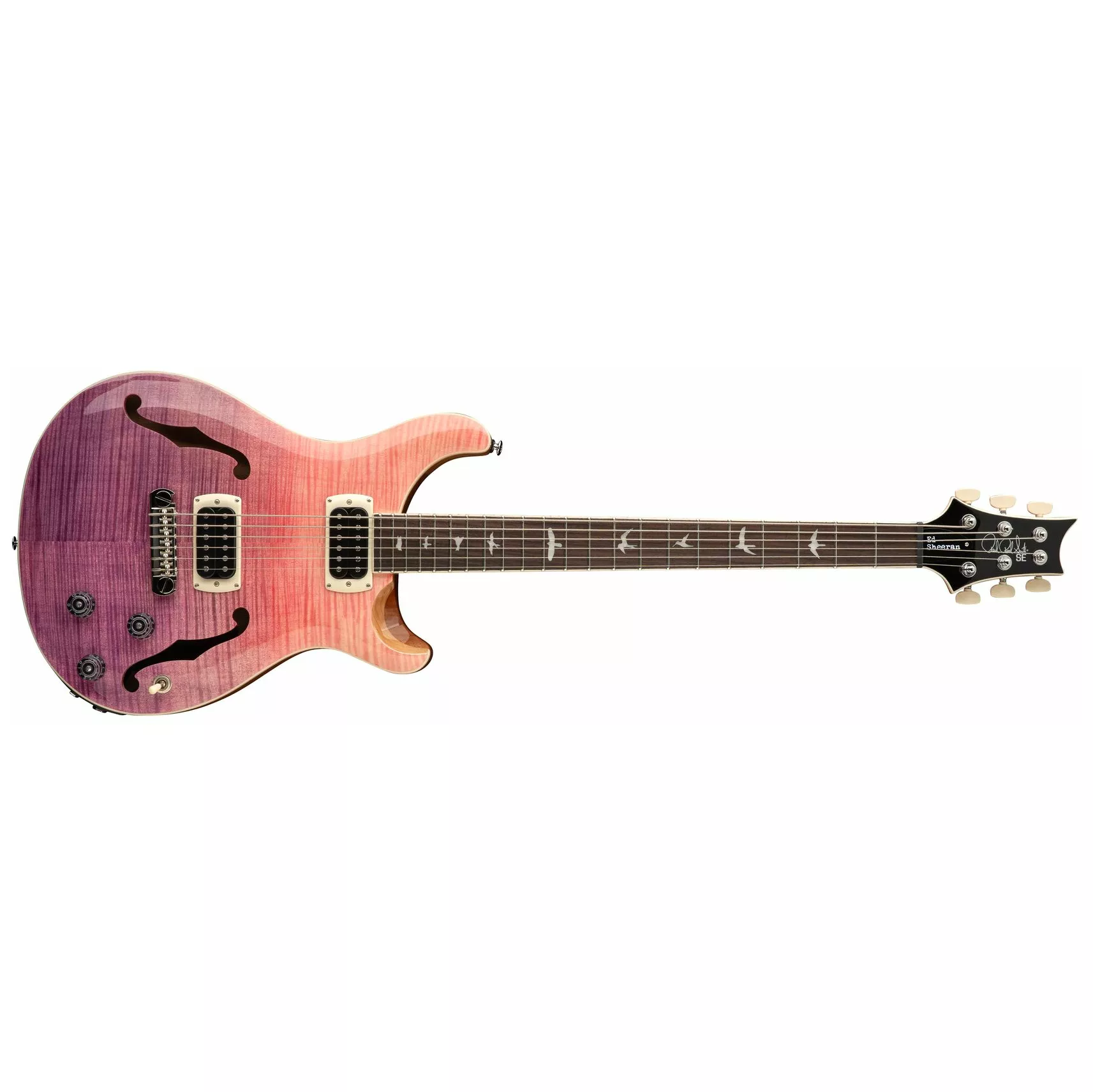 PRS SE Ed Sheeran Flat Back Hollowbody I Baritone Piezo Pink Ombre 1