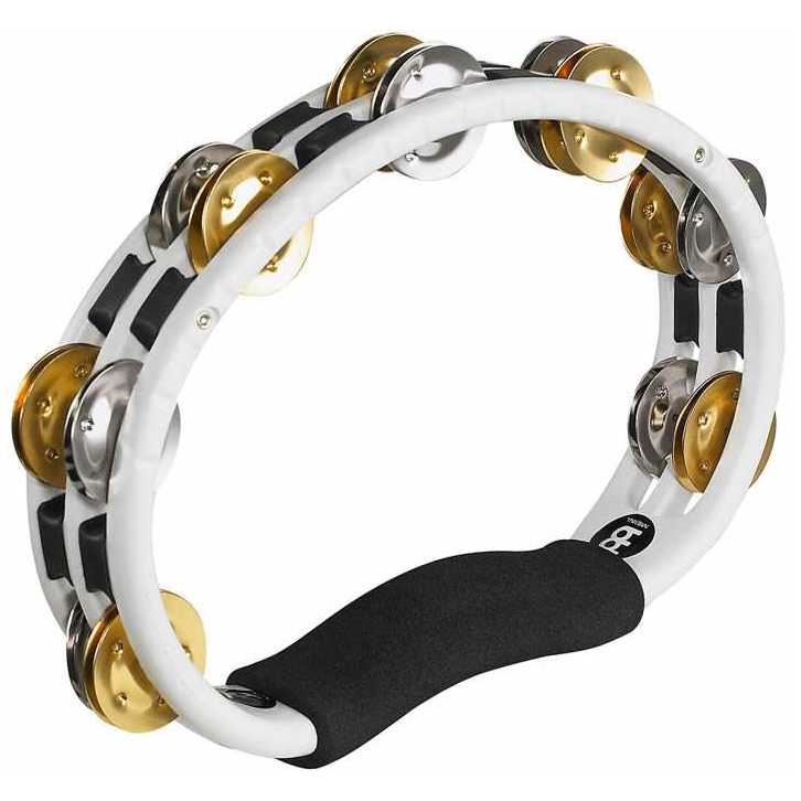 Meinl Percussion - Meinl Percussion TMT1M-WH - Recording-Combo Hand Held ABS Tambourine, White, Mixed Jingles