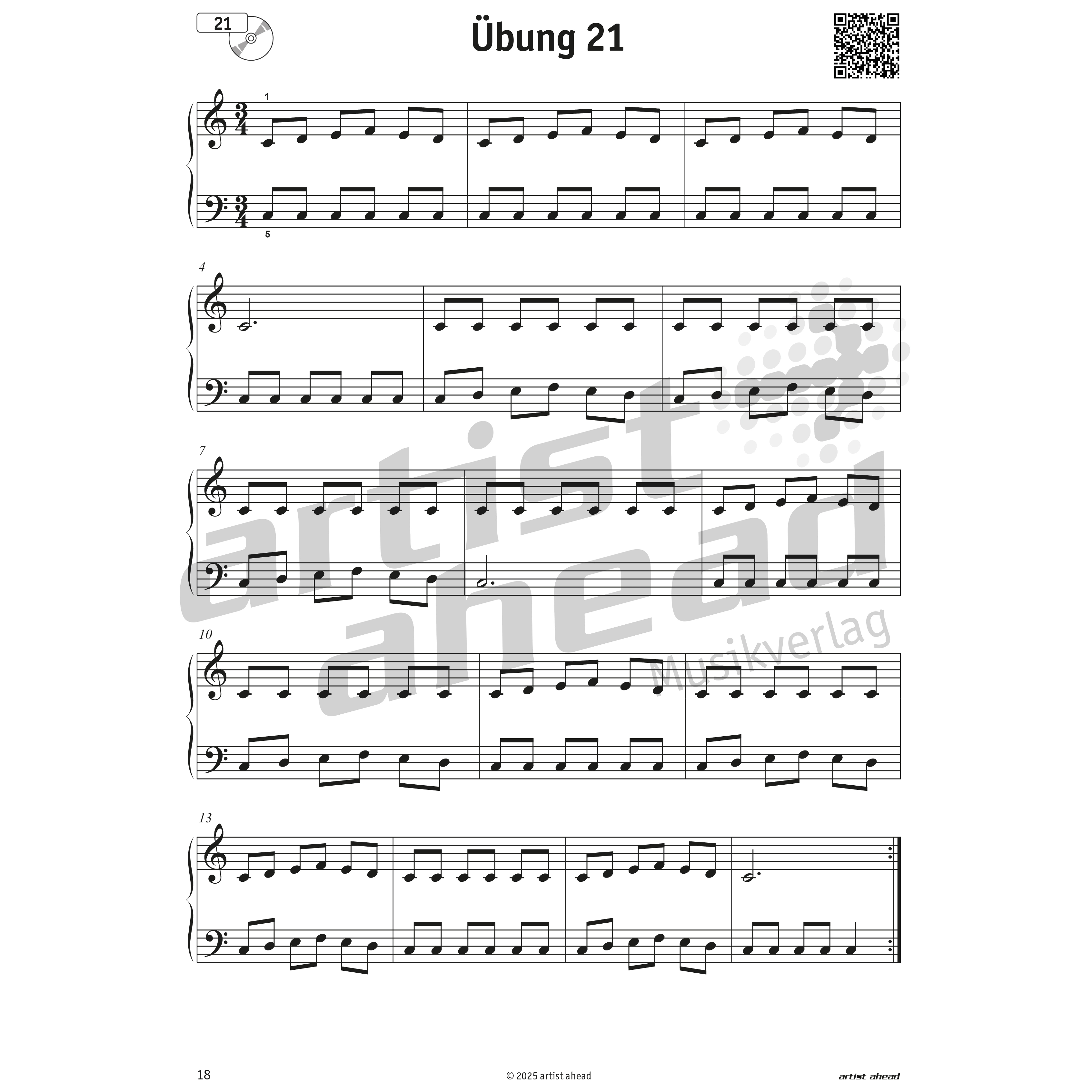 Artist Ahead 66 leichte Fingerübungen in C-Dur für Klavier - Elmar Mihm 7