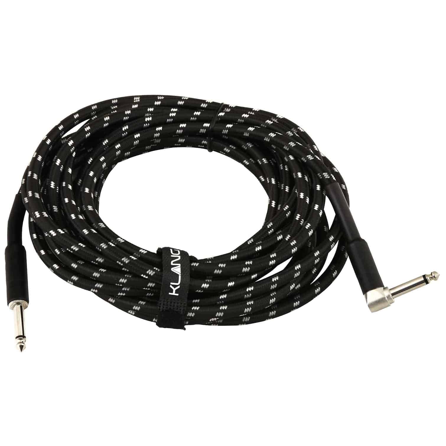 Klang - Klang Instrumentenkabel TWEED Black 6,3mm Klinke, gewinkelt mono - 6,3mm Klinke, mono, 6,0 Meter