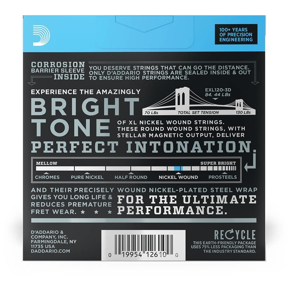 D’Addario - D’Addario EXL120-3D - XL Electric Nickel Wound 3er Pack 009-0042 - 1
