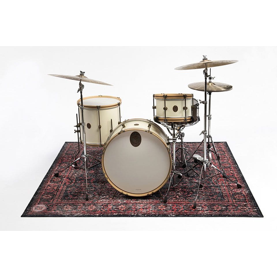 DRUMnBASE 185 x 160 cm Vintage Drum Mat Black Red 4